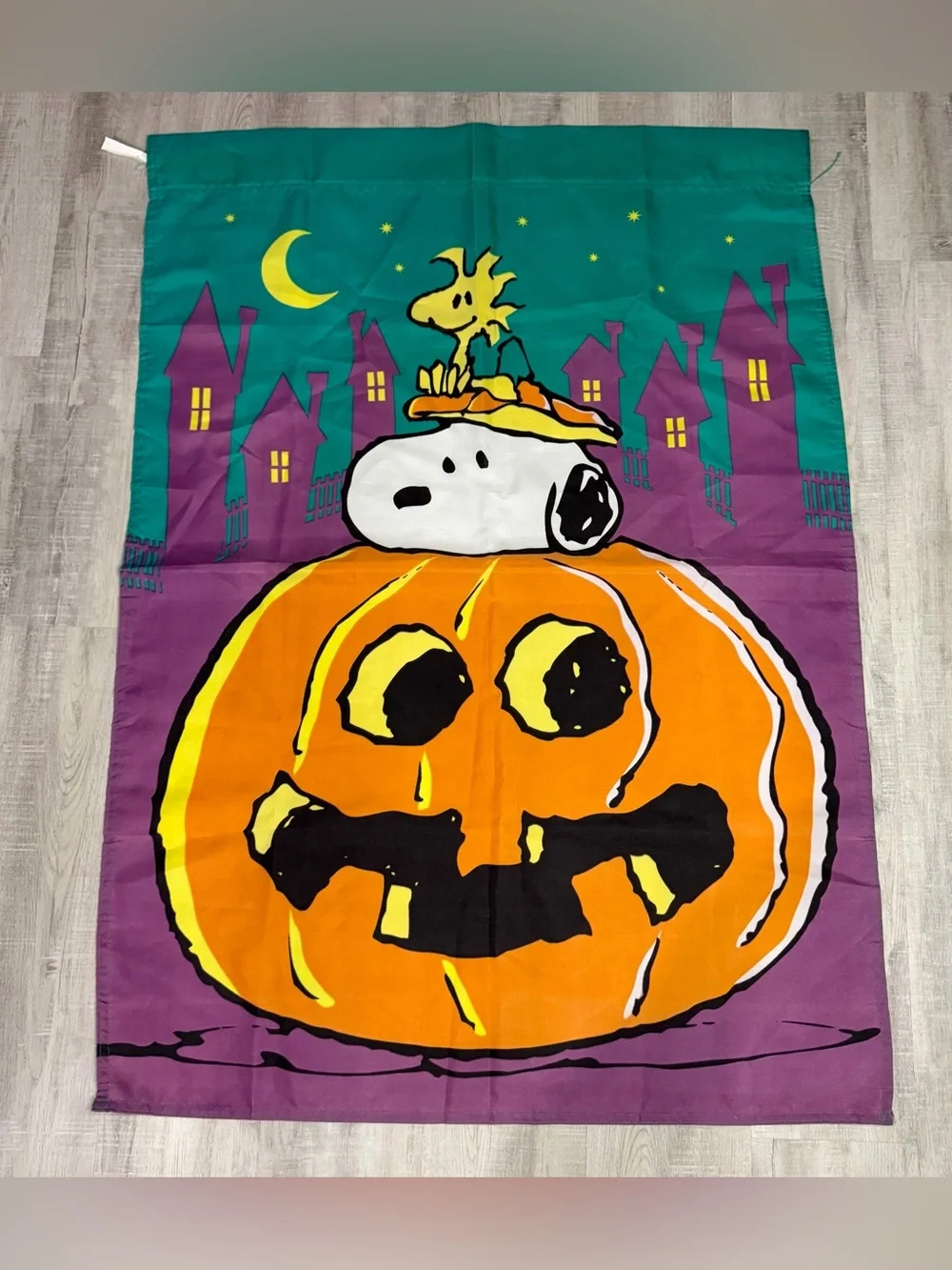 Vintage Snoopy and Woodstock The Great Pumpkin Two Sided Hanging Flag Large